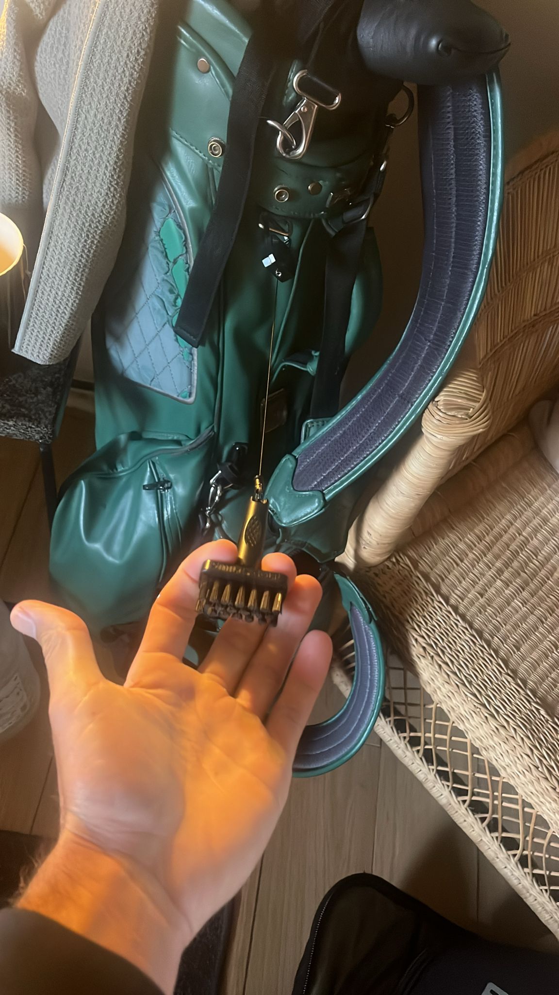 MINI GOLF BRUSH WITH RETRACTABLE BELT CLIP