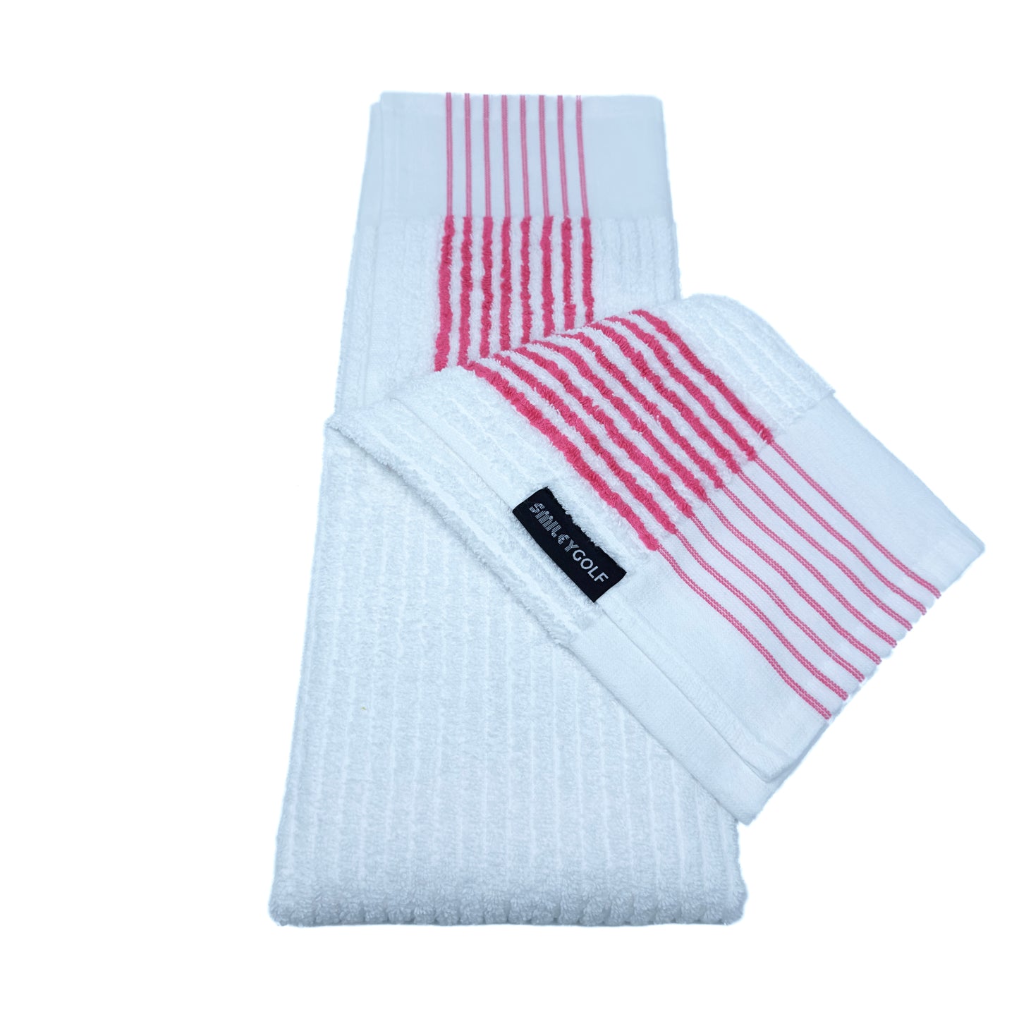 PERFORMANCE CADDIES COTTON TERRY GOLF TOWEL WITH NEON PINK STRIPES (97% Pure Cotton)