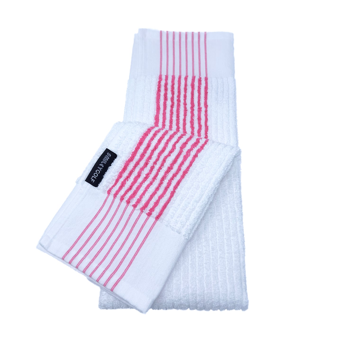 PERFORMANCE CADDIES COTTON TERRY GOLF TOWEL WITH NEON PINK STRIPES (97% Pure Cotton)
