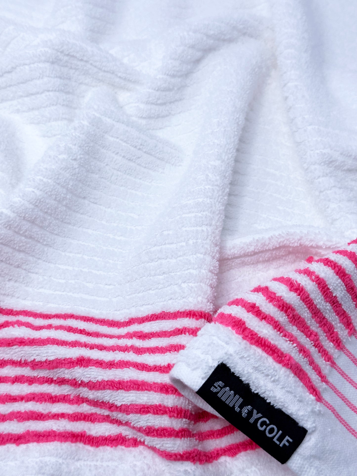 PERFORMANCE CADDIES COTTON TERRY GOLF TOWEL WITH NEON PINK STRIPES (97% Pure Cotton)