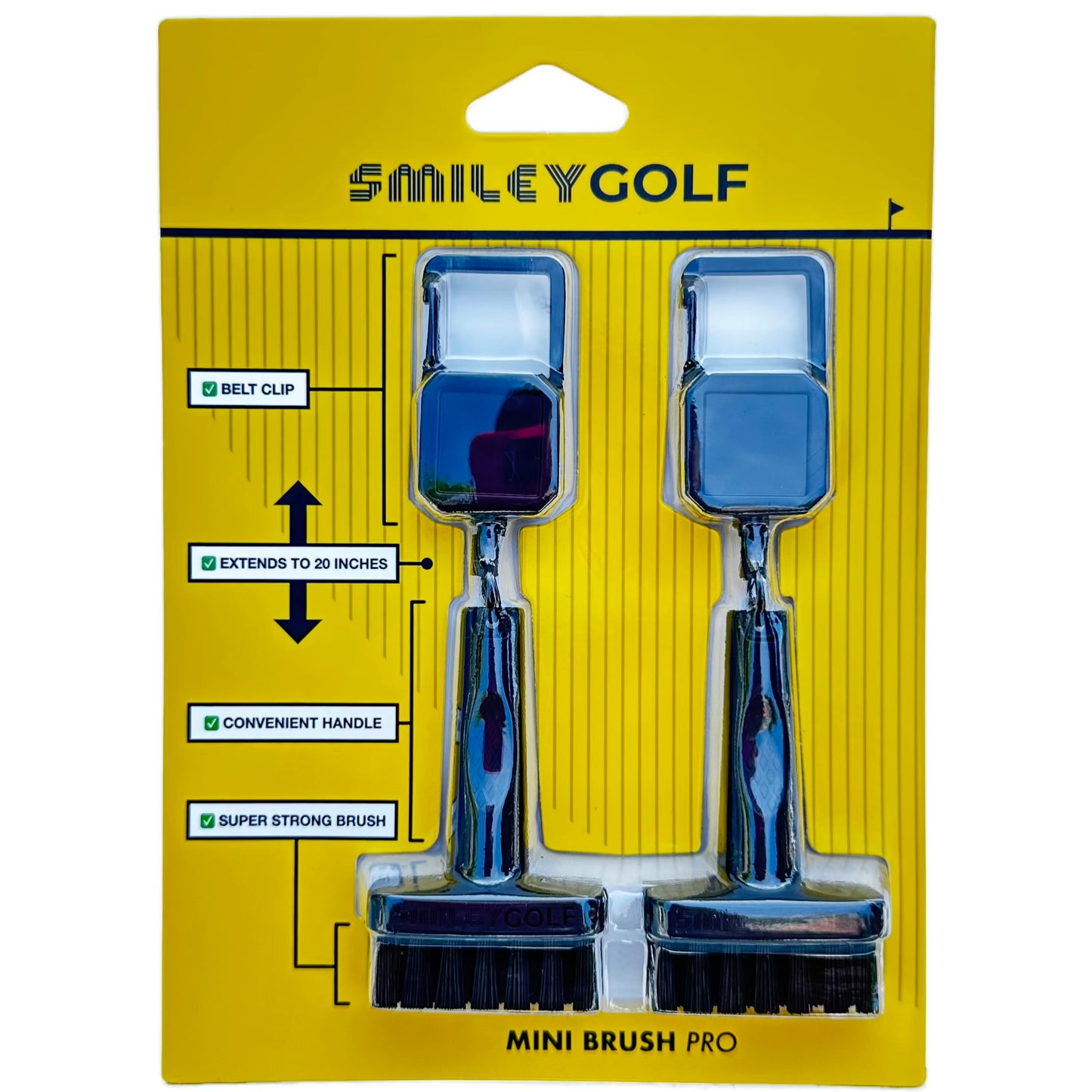 MINI GOLF BRUSH WITH RETRACTABLE BELT CLIP