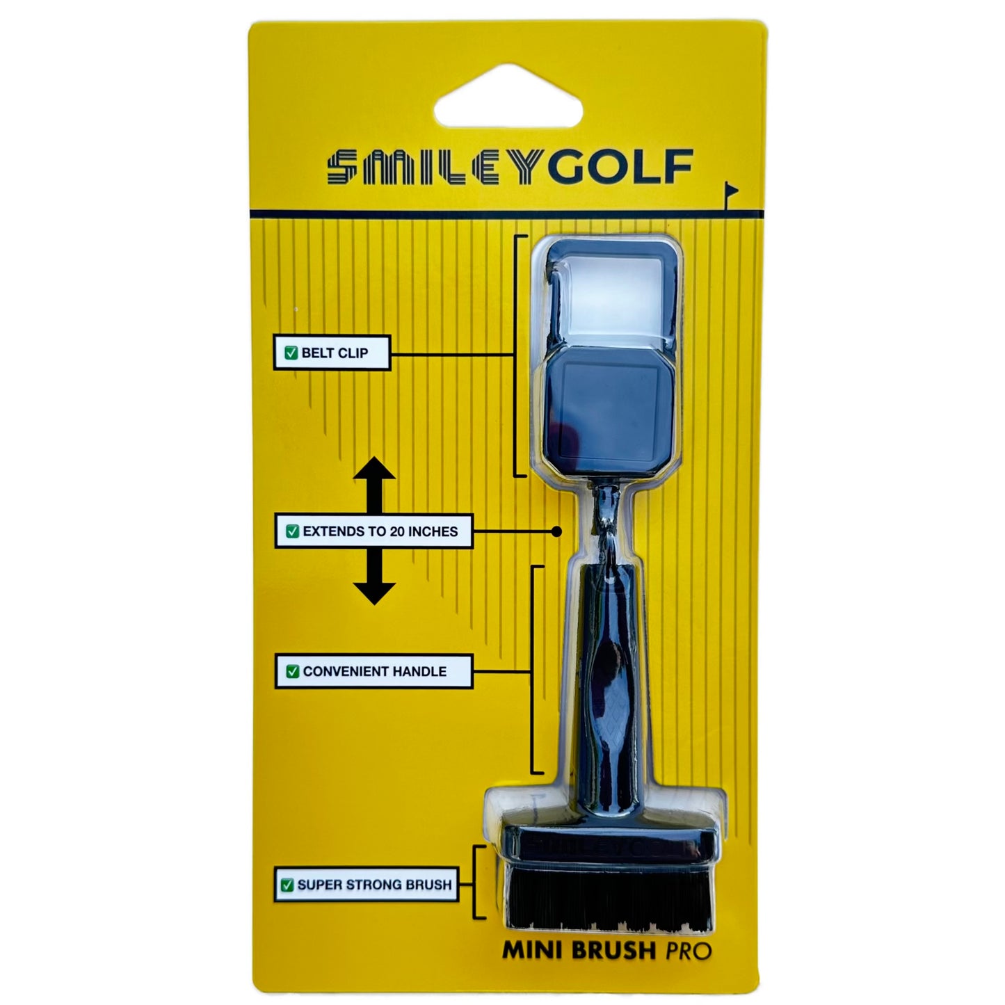 MINI GOLF BRUSH WITH RETRACTABLE BELT CLIP