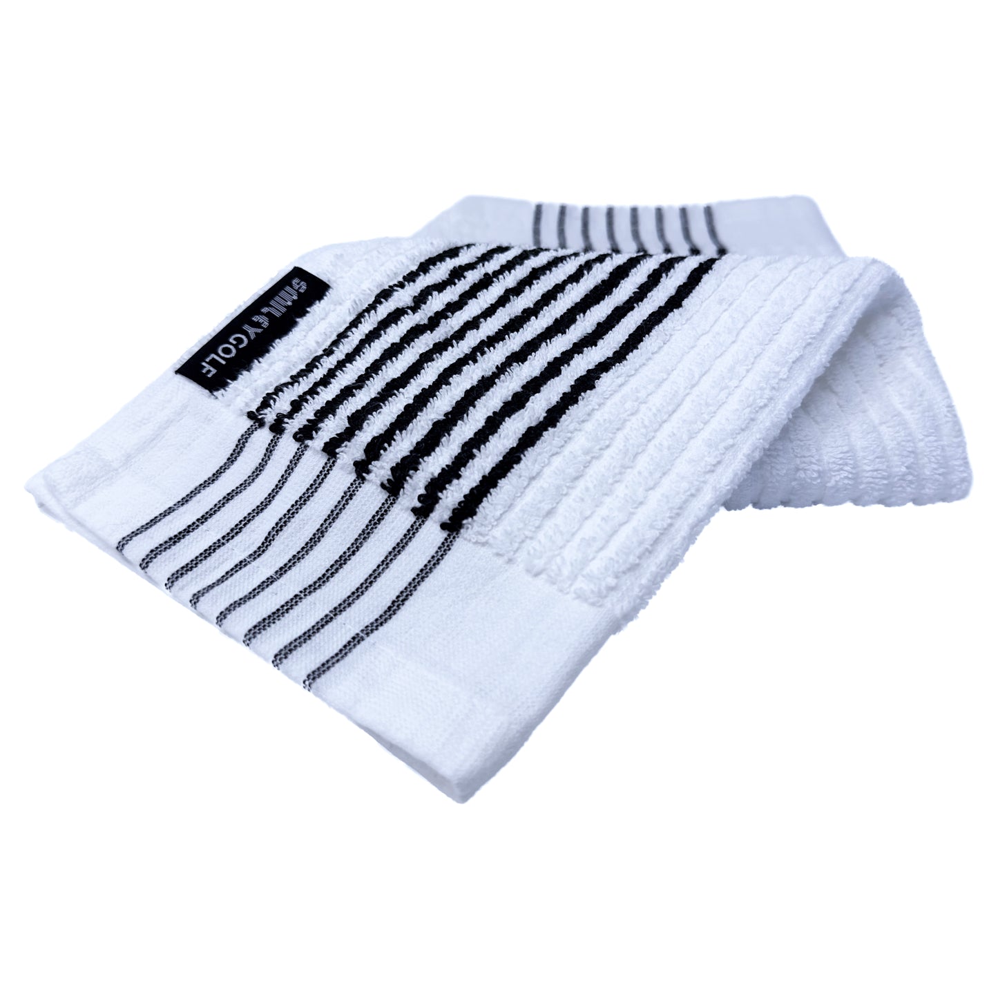 PLAYERS COTTON TERRY SQUARE GOLF TOWEL WITH BLACK STRIPES (97% Pure Cotton)