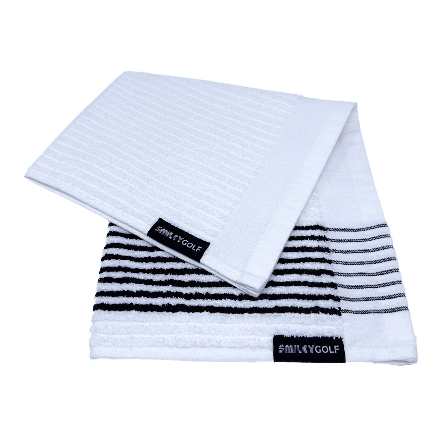 PLAYERS COTTON TERRY SQUARE GOLF TOWEL WITH BLACK STRIPES (97% Pure Cotton)