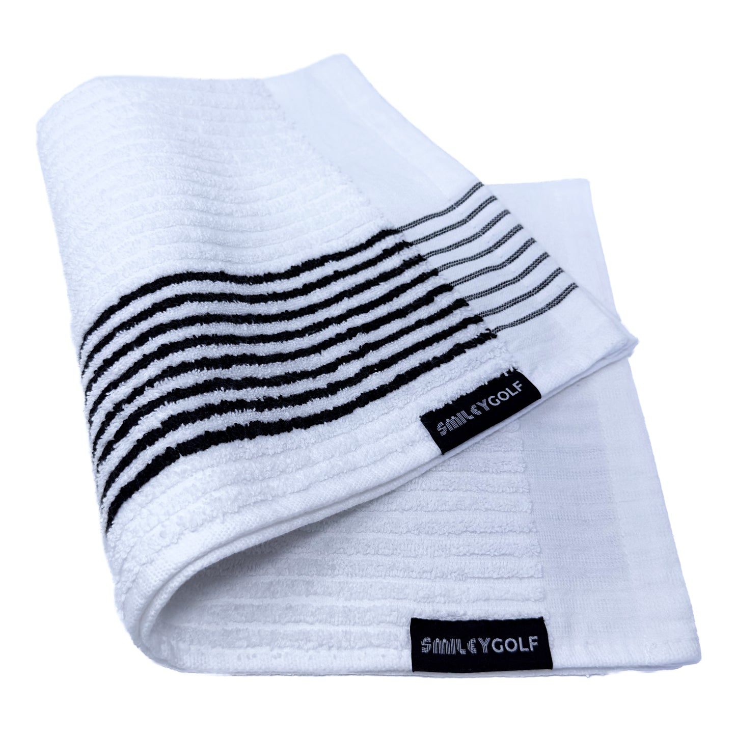 PLAYERS COTTON TERRY SQUARE GOLF TOWEL WITH BLACK STRIPES (97% Pure Cotton)