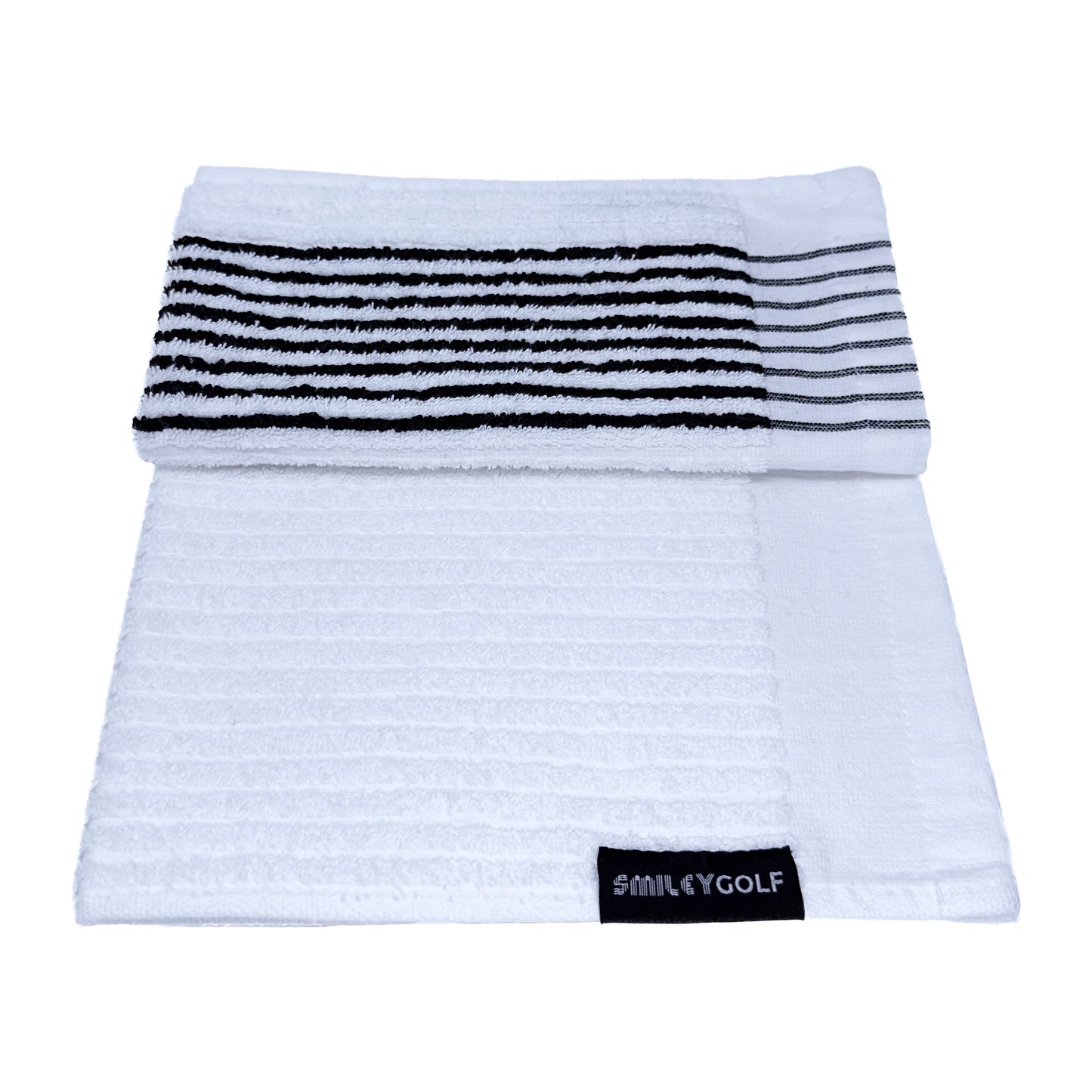 PLAYERS COTTON TERRY SQUARE GOLF TOWEL WITH BLACK STRIPES (97% Pure Cotton)