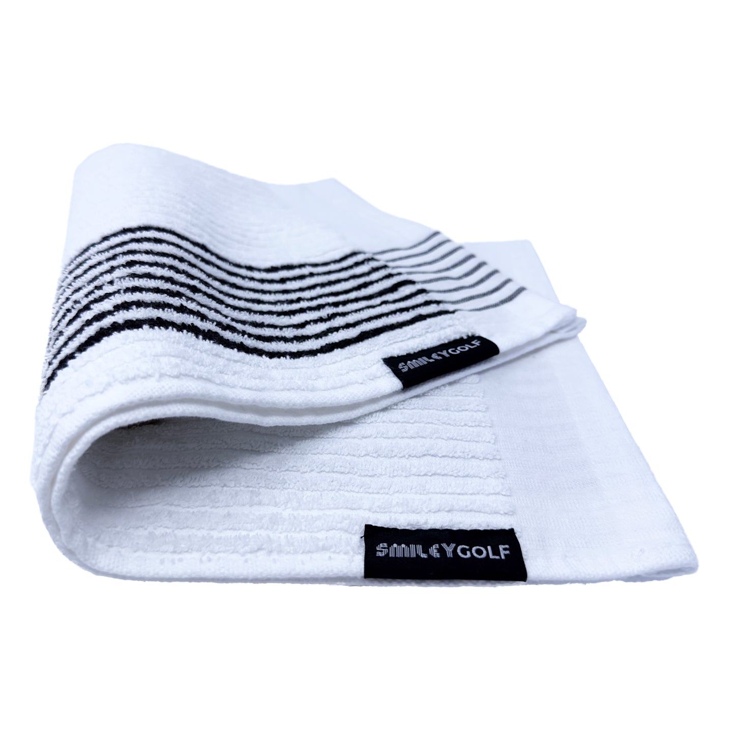 PLAYERS COTTON TERRY SQUARE GOLF TOWEL WITH BLACK STRIPES (97% Pure Cotton)