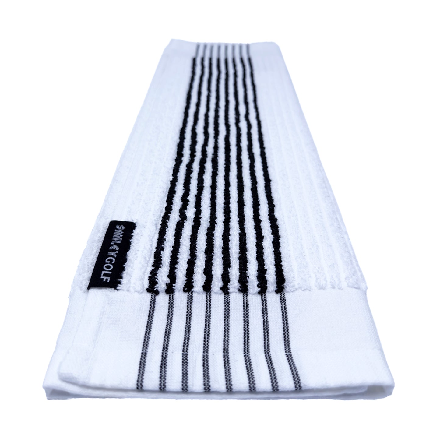 PLAYERS COTTON TERRY SQUARE GOLF TOWEL WITH BLACK STRIPES (97% Pure Cotton)