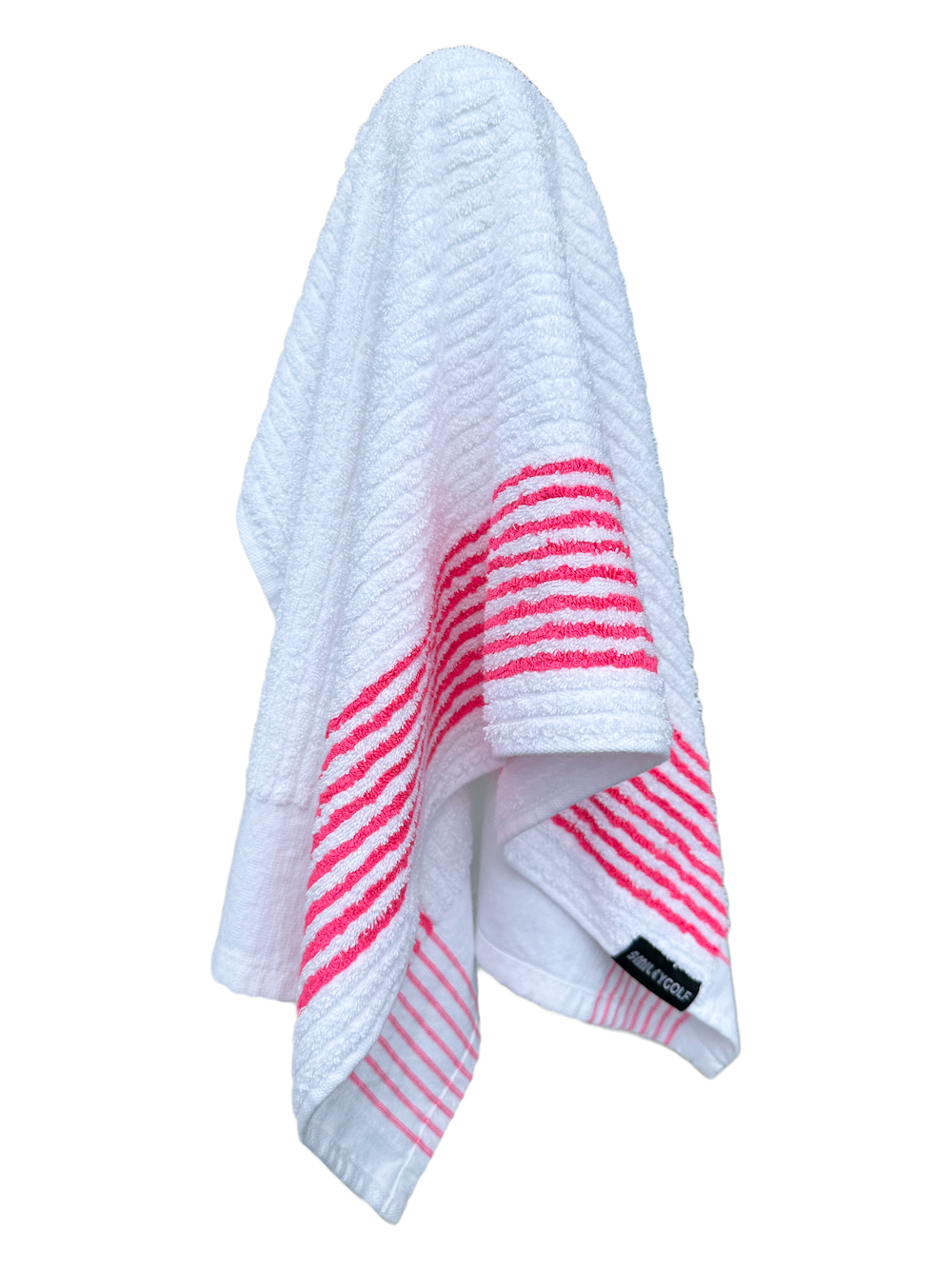 PERFORMANCE CADDIES COTTON TERRY GOLF TOWEL WITH NEON PINK STRIPES (97% Pure Cotton)
