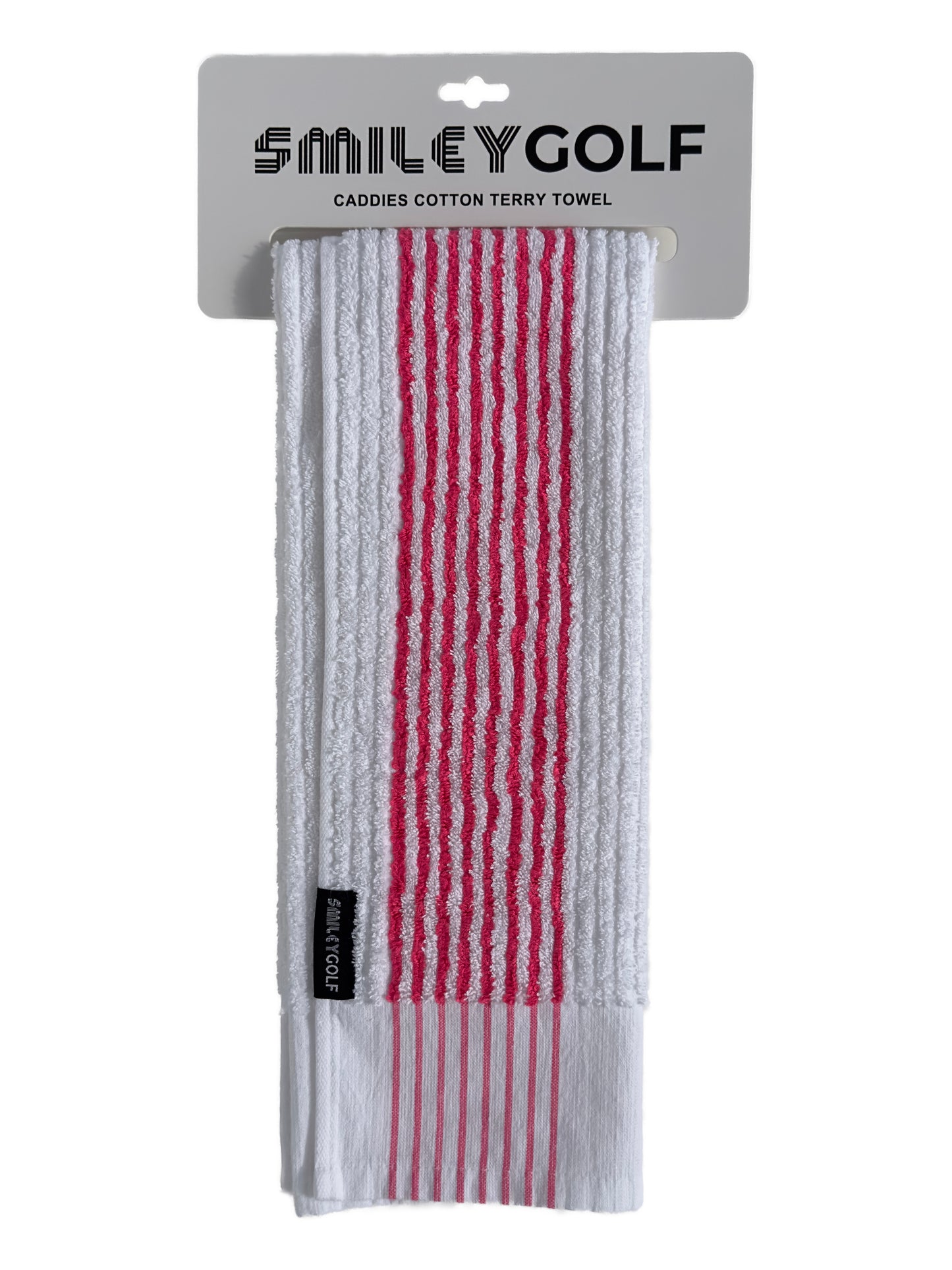 PERFORMANCE CADDIES COTTON TERRY GOLF TOWEL WITH NEON PINK STRIPES (97% Pure Cotton)