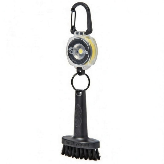 Mini Golf Brush with Clear Retractable Carabiner Keychain Clip and Color Kevlar Cord (yellow cord)