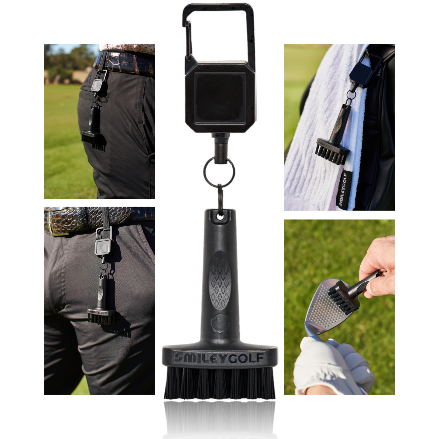 MINI GOLF BRUSH WITH RETRACTABLE BELT CLIP