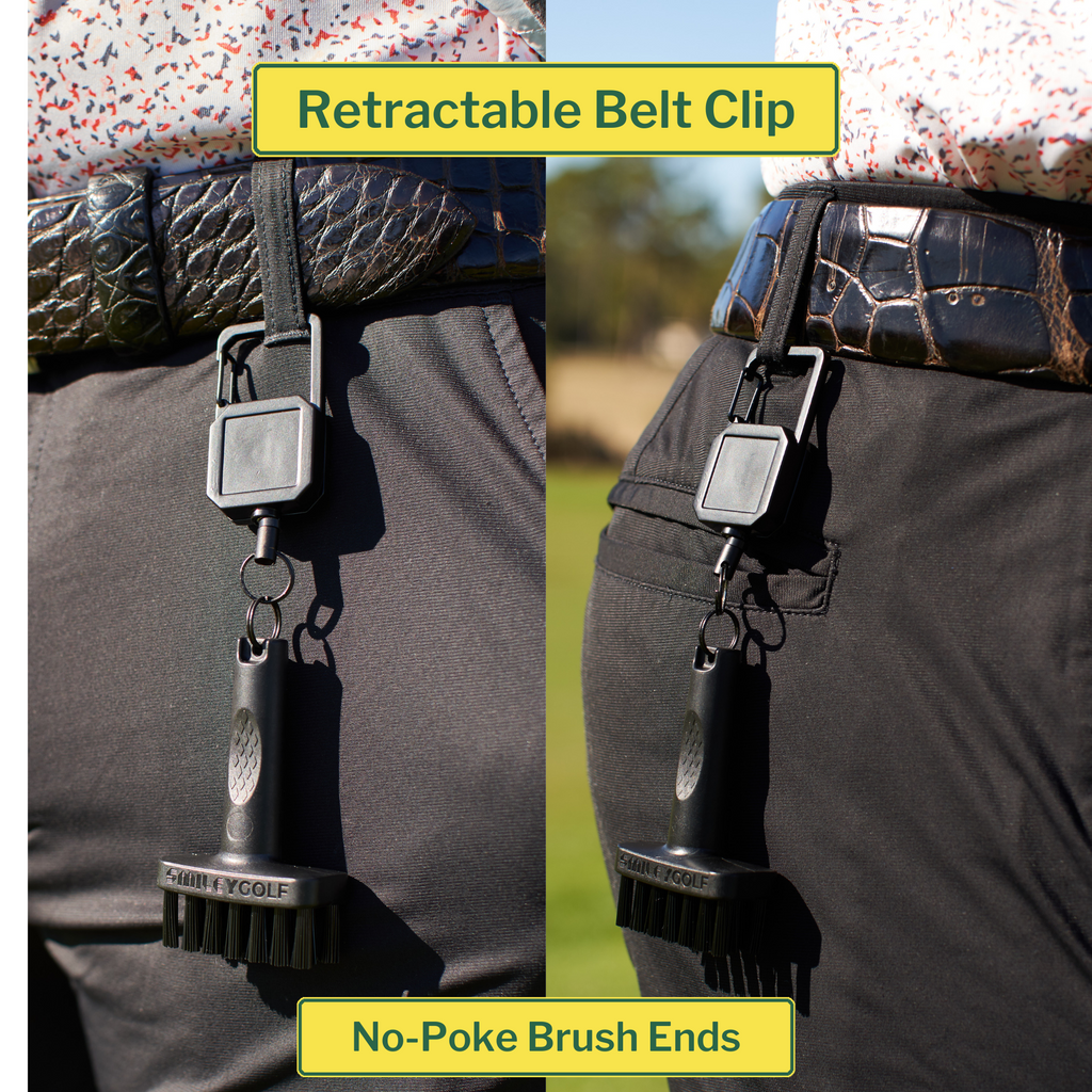 THE ORIGINAL MINI GOLF BRUSH WITH RETRACTABLE BELT CLIP