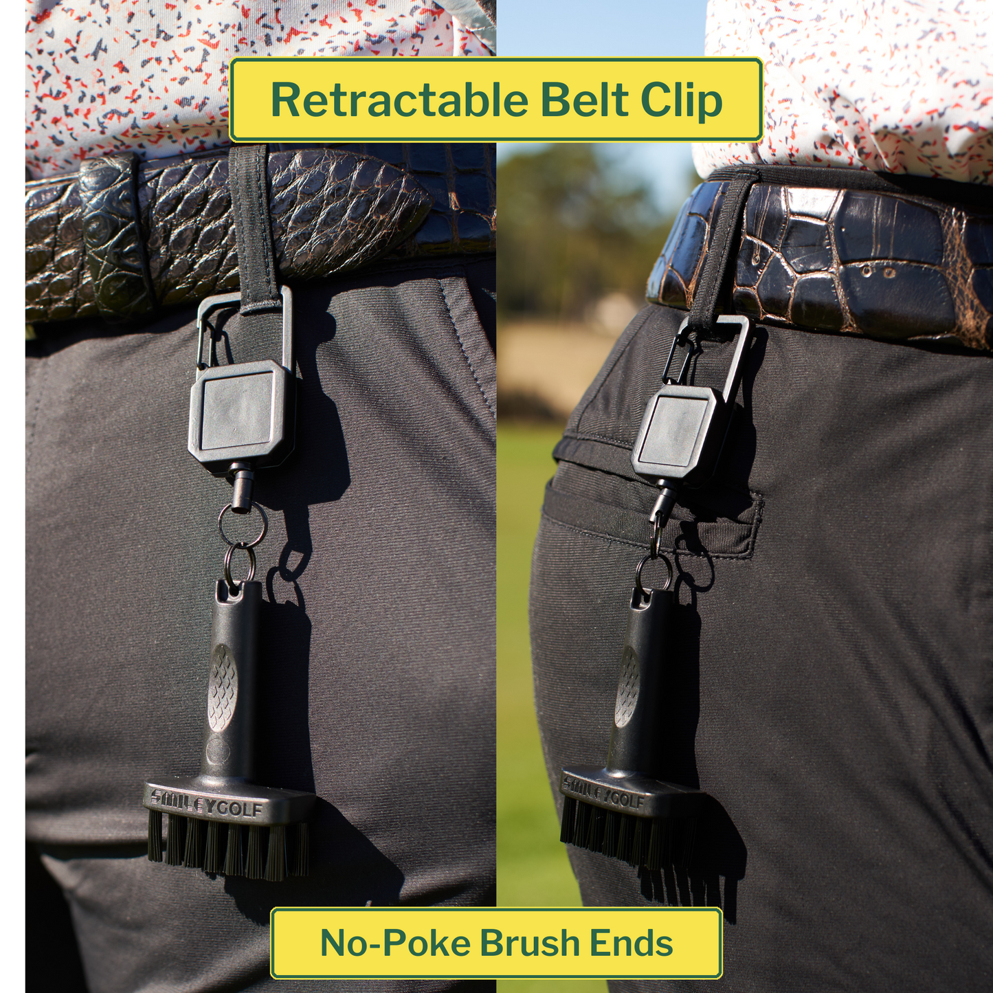 MINI GOLF BRUSH WITH RETRACTABLE BELT CLIP