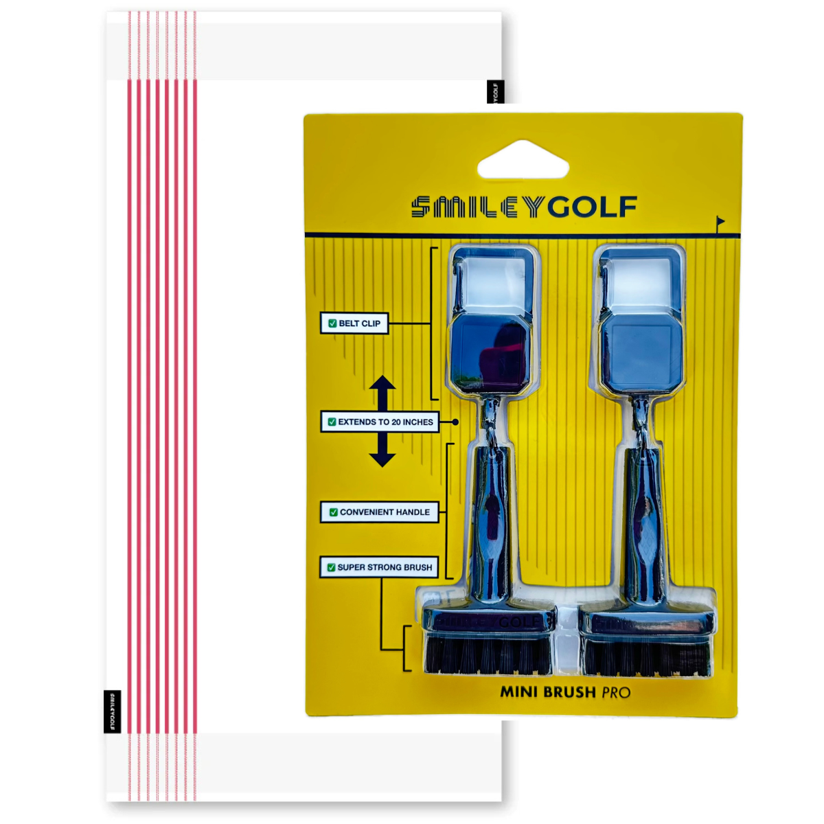 MINI GOLF BRUSH WITH RETRACTABLE BELT CLIP