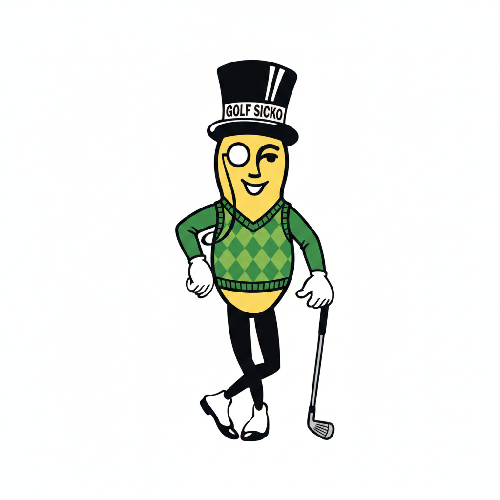 Jersey Crewneck T-Shirt - All Fits - 'MR. PEANUT - a golf nut' Golf Sicko