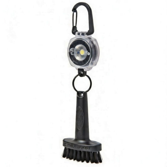 Mini Golf Brush with Clear Retractable Carabiner Keychain Clip and Color Kevlar Cord (black cord)
