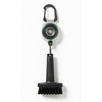 Mini Golf Brush with Clear Retractable Carabiner Keychain Clip and Color Kevlar Cord (green cord)