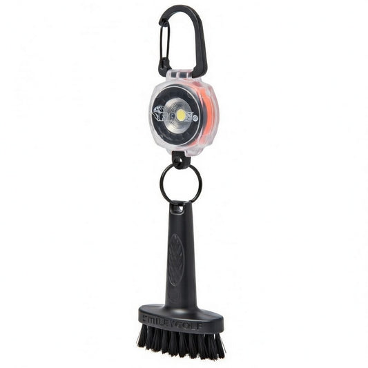 Mini Golf Brush with Clear Retractable Carabiner Keychain Clip and Color Kevlar Cord (orange cord)