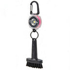 Mini Golf Brush with Clear Retractable Carabiner Keychain Clip and Color Kevlar Cord (pink cord)