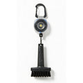 Mini Golf Brush with Clear Retractable Carabiner Keychain Clip and Color Kevlar Cord (blue cord)